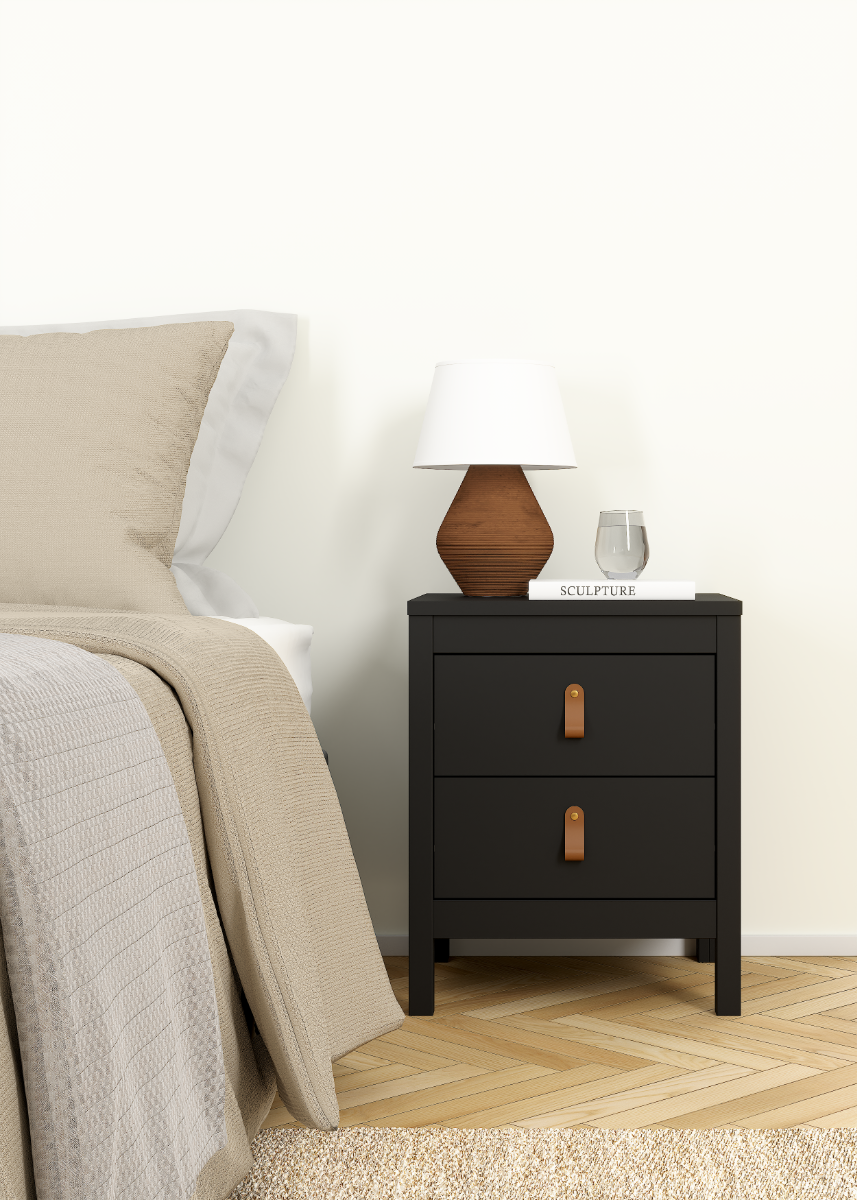 Madrid 2 Drawer Nightstand - Black