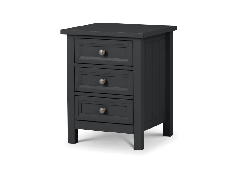 Maine Anthracite Three Drawer Bedside