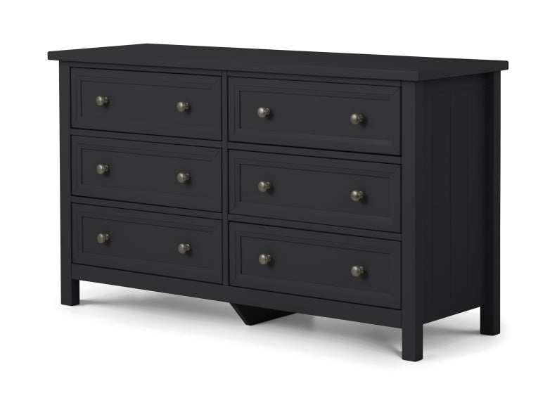Maine Anthracite Six Drawer Wide Chest