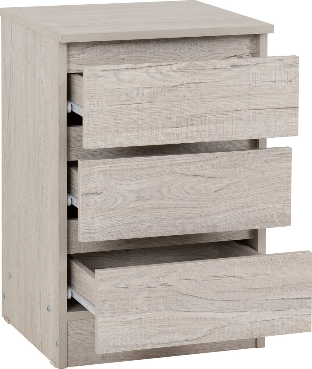 Malvern 3 Drawer Bedside Urban Snow