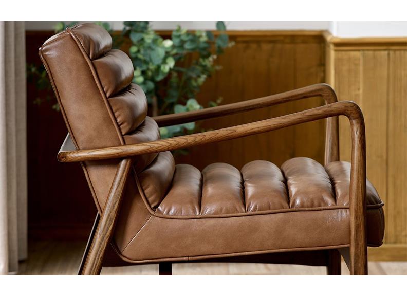 Marshall Fixed Armchair - Brown Faux Leather (Pre-Order Only)