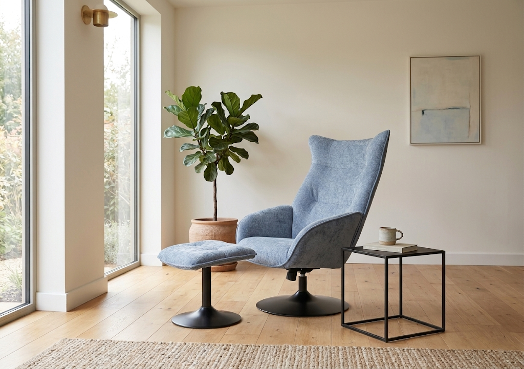 Osbourne Swivel Reclining Chair with Footstool – supplier image 3