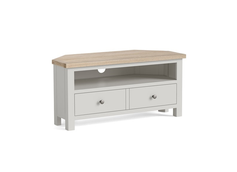 MC Grey Corner TV Stand - metal handles