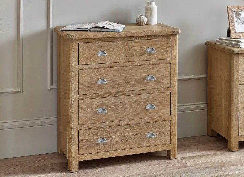 Memphis Limed Oak 2+3 Chest W/Cup Handles