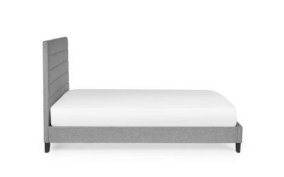 Merida Double Bed 135cm - Grey Linen | Upholstered Bed with Tufted Headboard