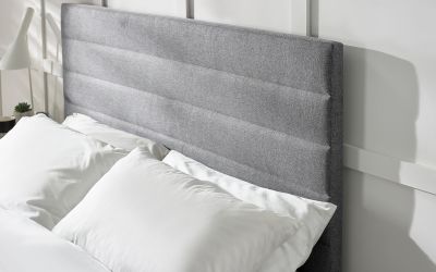 Merida King Size Bed 150cm - Grey Linen | Upholstered Bed with Tufted Headboard