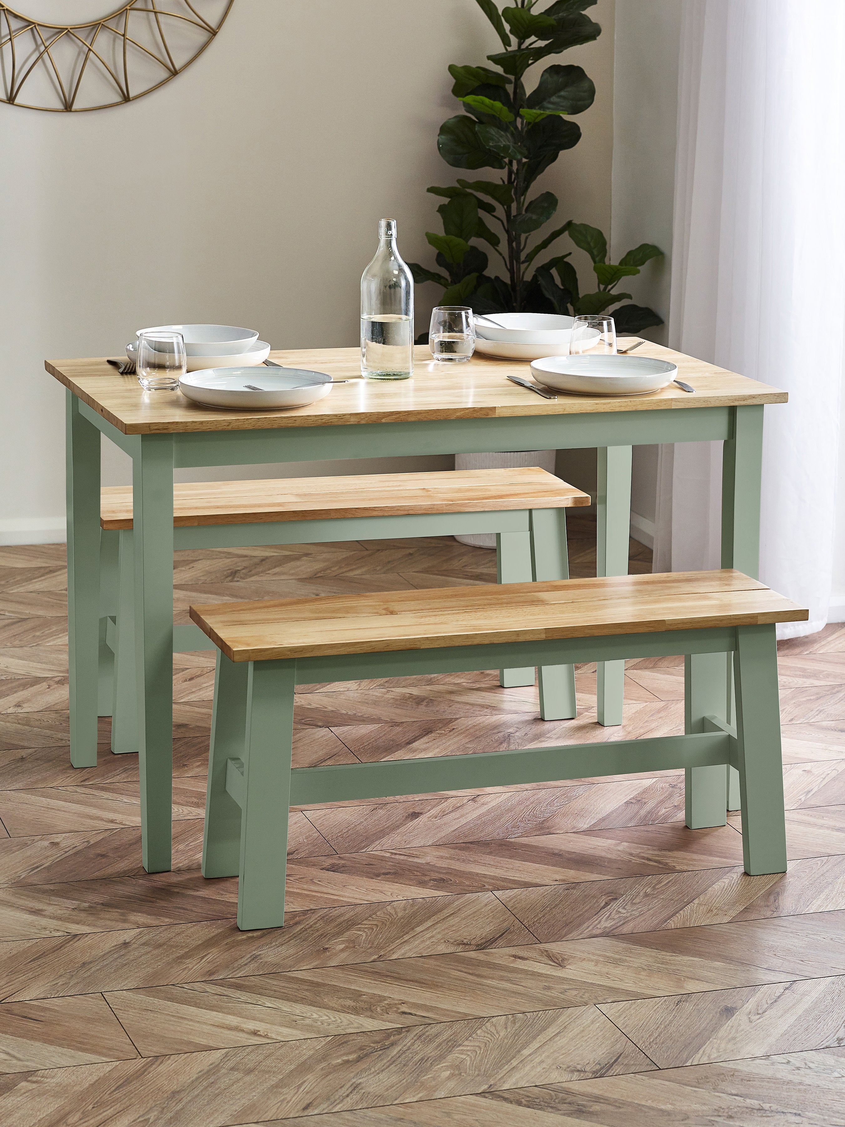 Linwood Sage Green and Natural 95cm Dining Bench (oos)