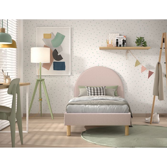 MOON BED 90 X 200 CM PINK BOUCLE