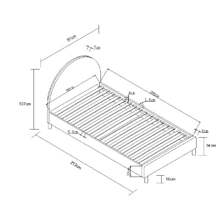 MOON BED 90 X 200 CM PINK BOUCLE