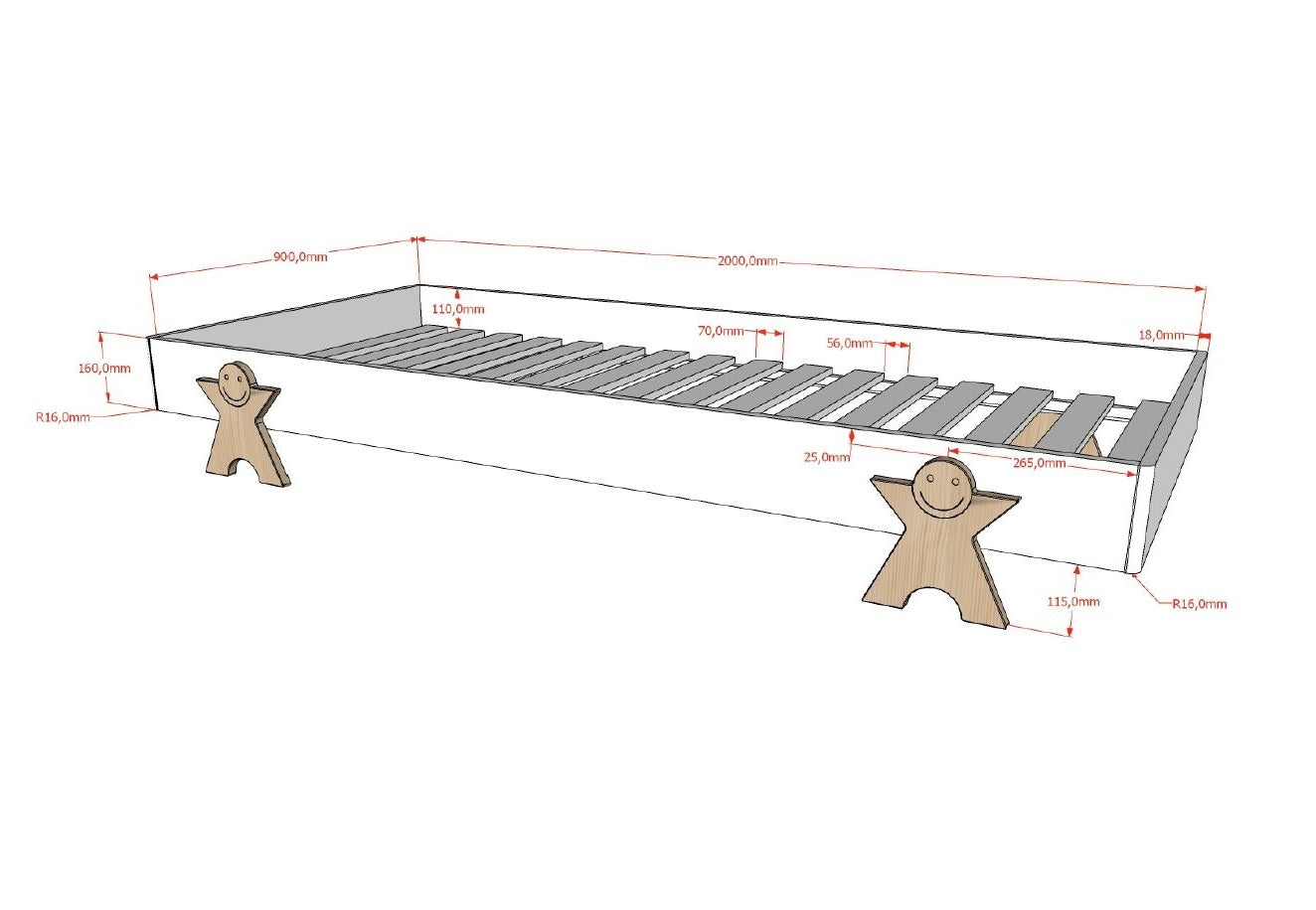 Modulo Smiley Bed Dimensions