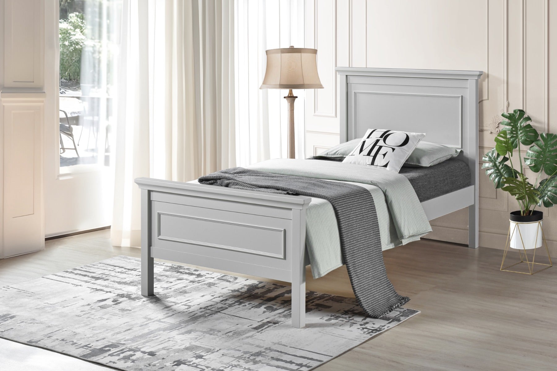 Molly 3 ft Bed in Grey - Modern Grey Bed Frame for Small Bedrooms