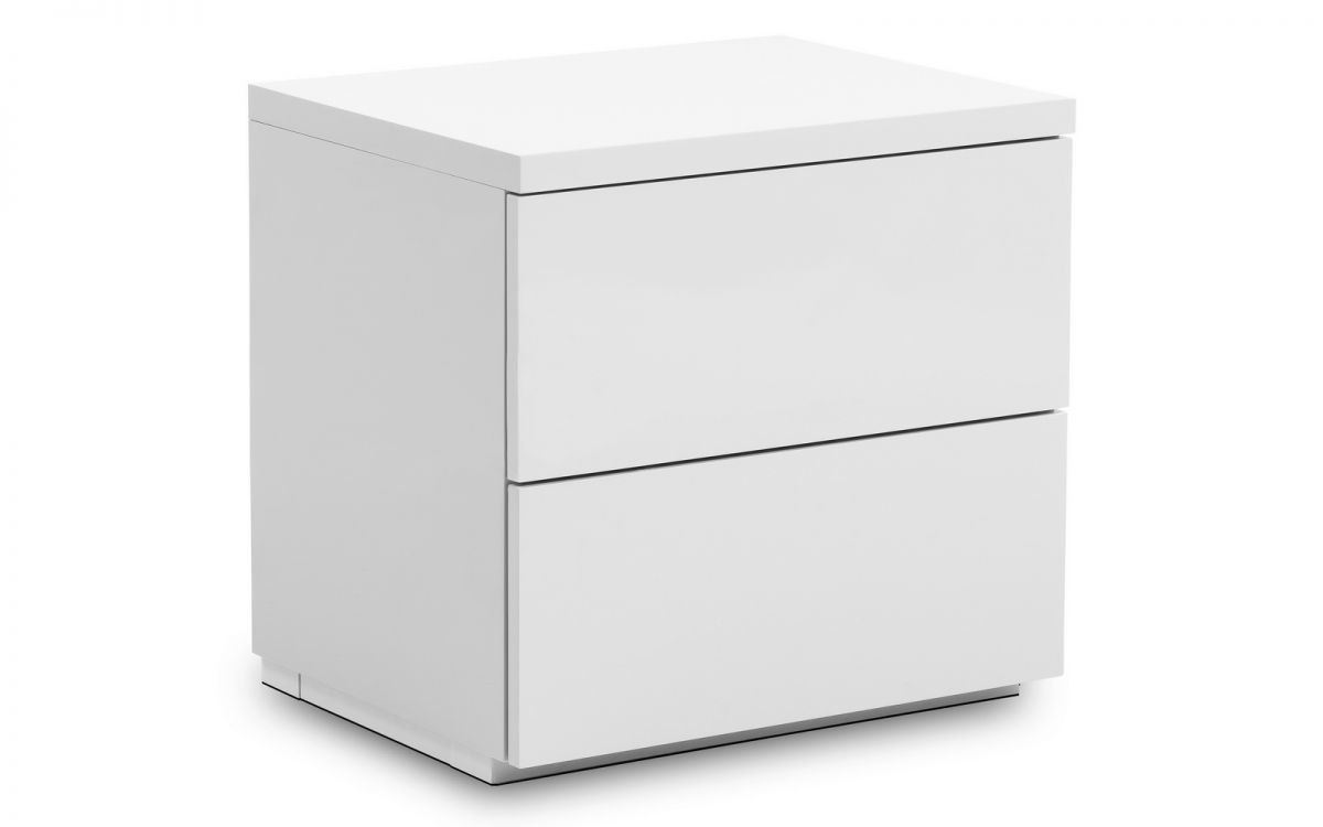 Monaco 2 Drawer Bedsides – White High Gloss, Last 2 in Stock, Free Express Delivery