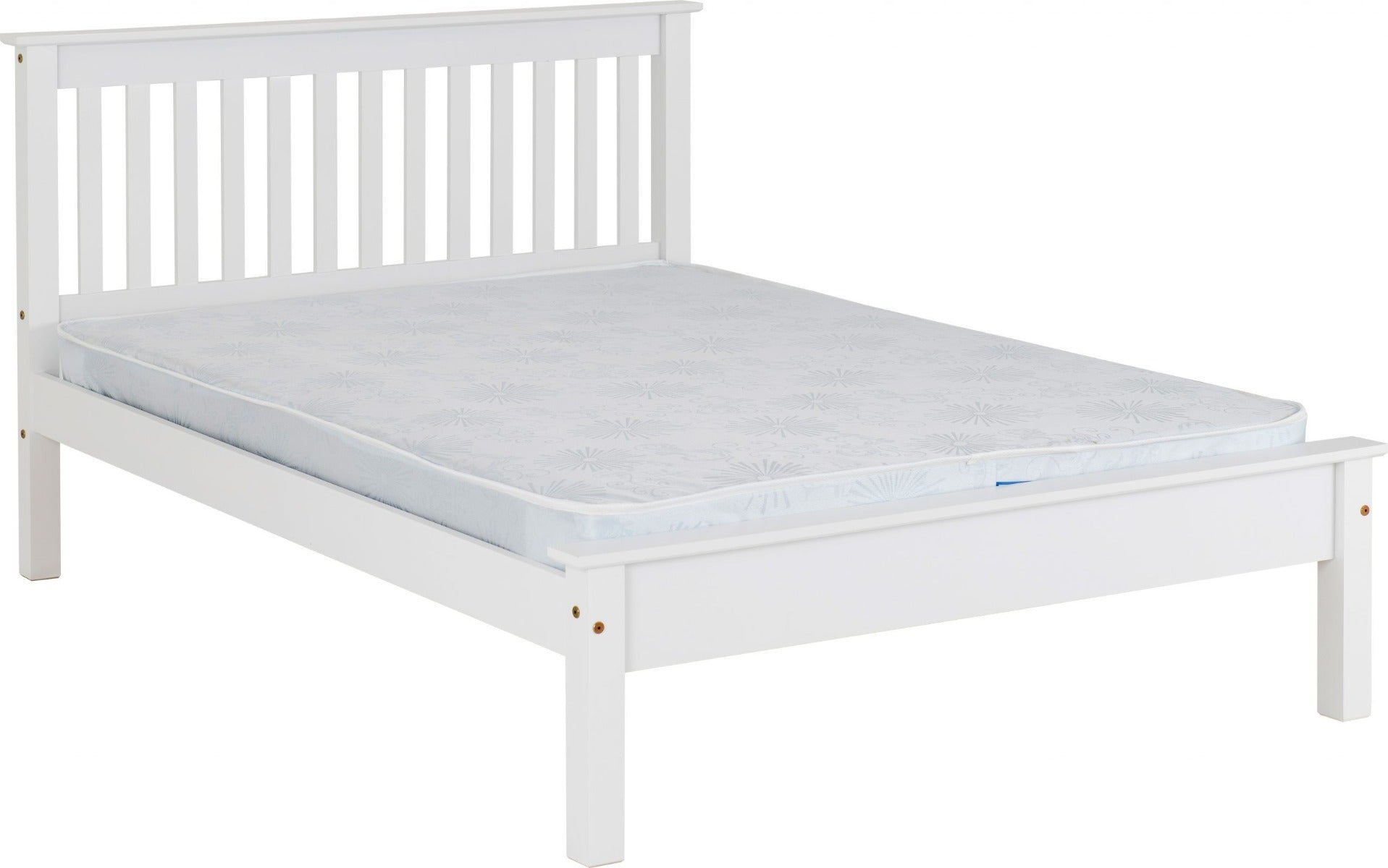 Monaco 4ft Bed Low Foot End in White – Sturdy & Stylish Bed Frame | Free Nationwide Delivery by Homeline Furniture