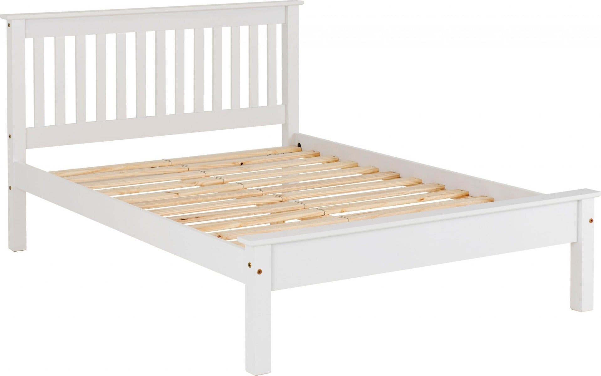 Monaco 4ft Bed Low Foot End in White – Sturdy & Stylish Bed Frame | Free Nationwide Delivery by Homeline Furniture