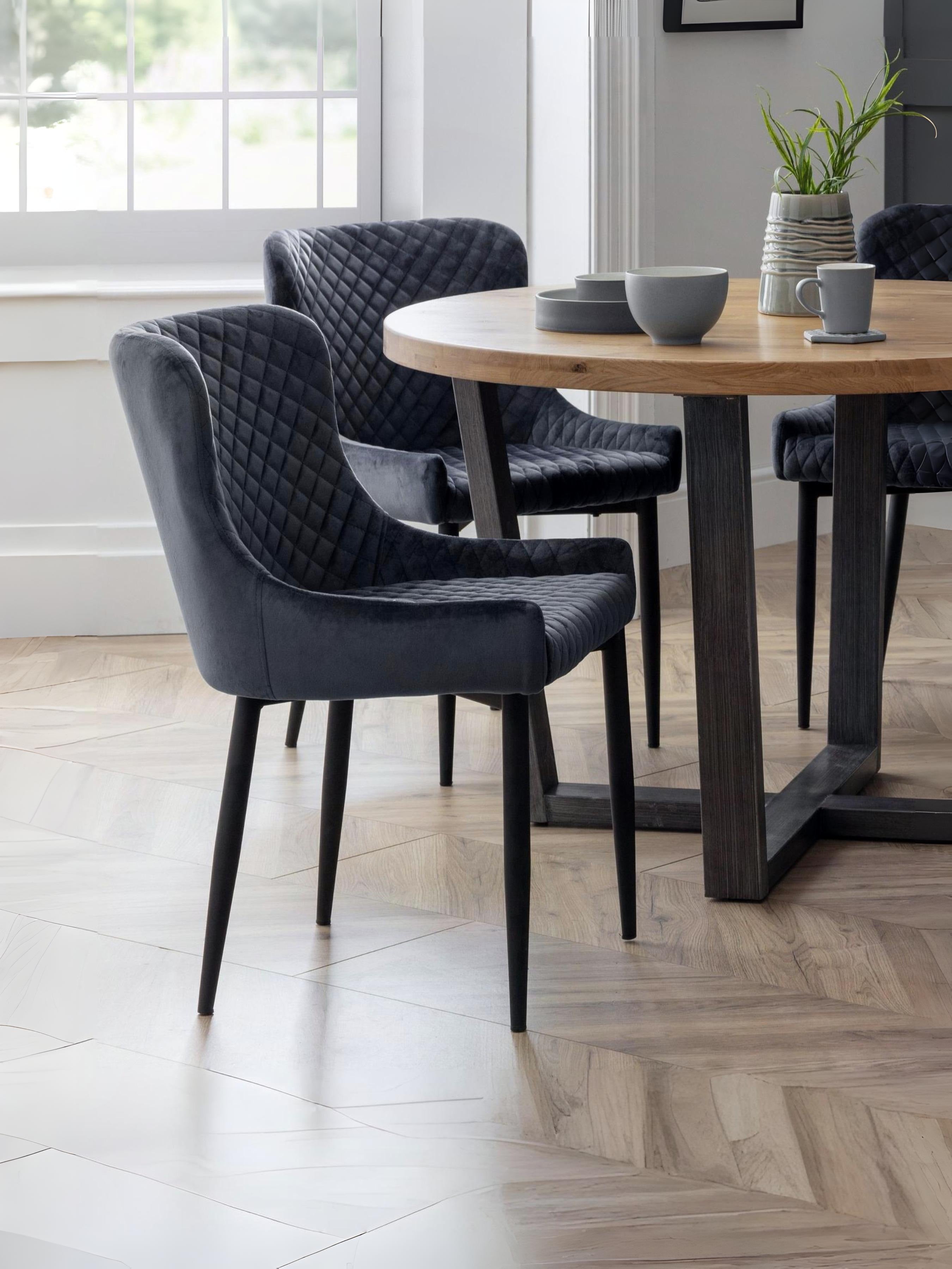 Set Of 2 Luxe Velvet Dining Chairs - Grey