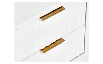 Murano 2 Drawer Bedside Table - Matte White | Chic Design with Brushed Gold Accents