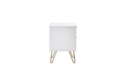 Murano 2 Drawer Bedside Table - Matte White | Chic Design with Brushed Gold Accents