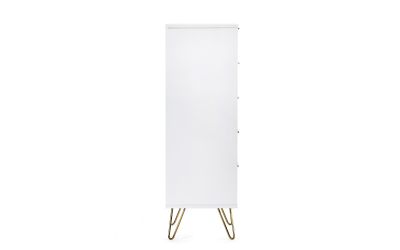 Murano 5 Drawer Tallboy - Matte White | Stylish Storage with Sculpted Front