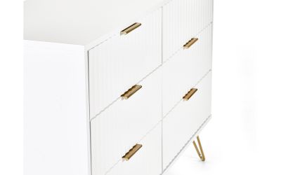Murano 6 Drawer Chest - Matte White | Stylish Storage with Sculpted Design