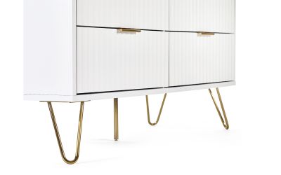 Murano 6 Drawer Chest - Matte White | Stylish Storage with Sculpted Design