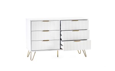 Murano 6 Drawer Chest - Matte White | Stylish Storage with Sculpted Design