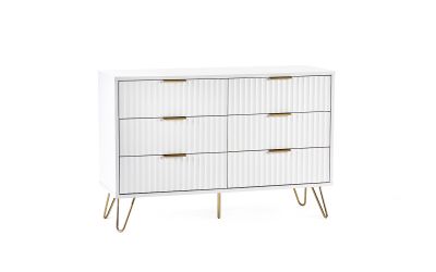 Murano 6 Drawer Chest - Matte White | Stylish Storage with Sculpted Design