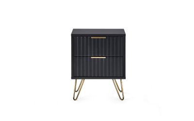 Murano Lamp Table - Matte Black | Chic Design with Brushed Gold Accents