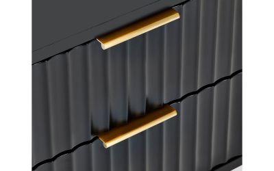 Murano Lamp Table - Matte Black | Chic Design with Brushed Gold Accents