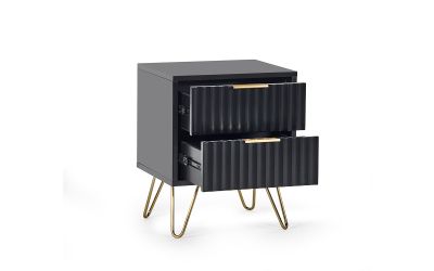 Murano Lamp Table - Matte Black | Chic Design with Brushed Gold Accents