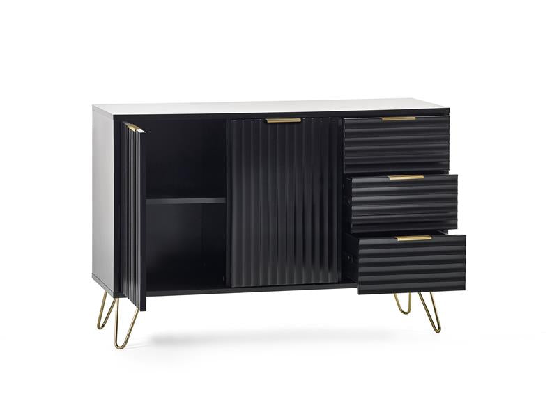 Murano Large Black Sideboard - open