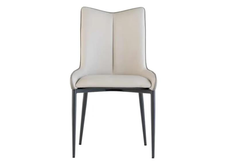 Nardo Grey/Light Grey Faux Leather Chair – Elegant Curved Design with Black Powder-Coated Legs
