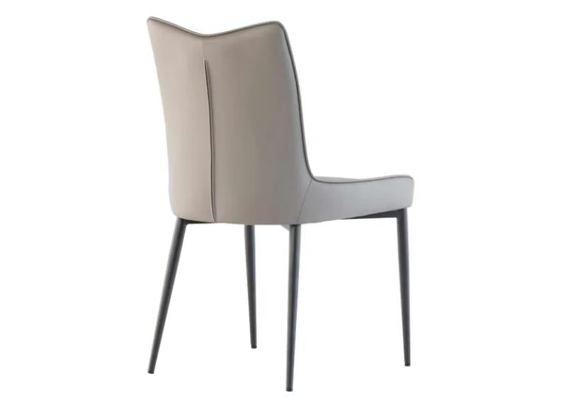 Nardo Grey/Light Grey Faux Leather Chair – Elegant Curved Design with Black Powder-Coated Legs