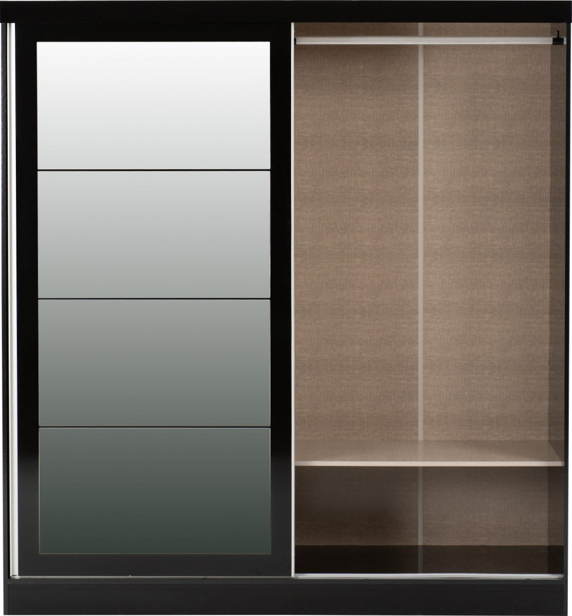 Nevada Black Gloss Sliding Wardrobe with Two Doors
