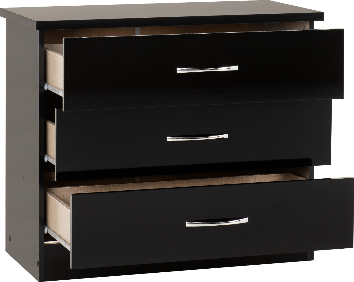 Nevada Black Gloss 3 Drawer Chest