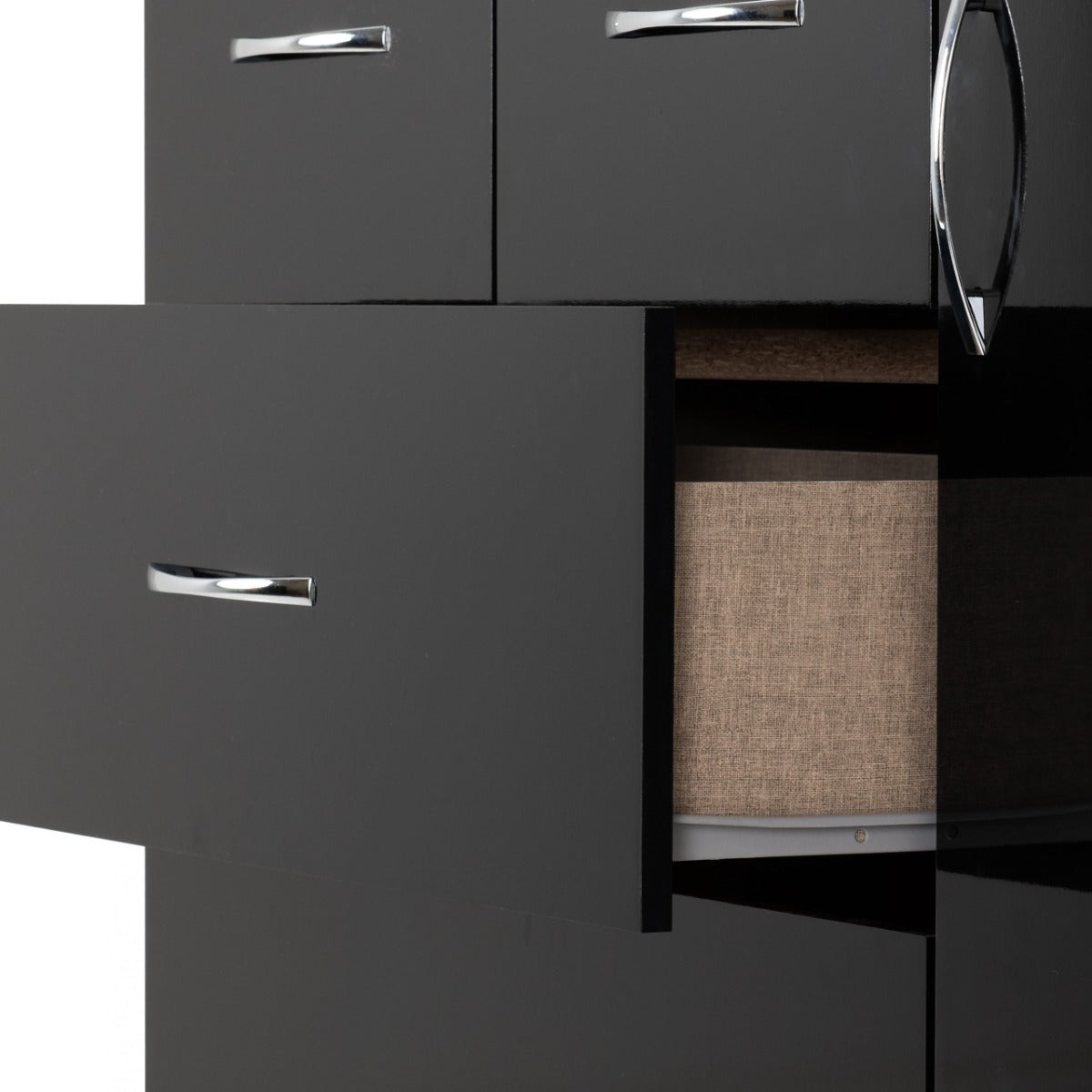 Nevada Black Gloss 5 Drawer Low Wardrobe