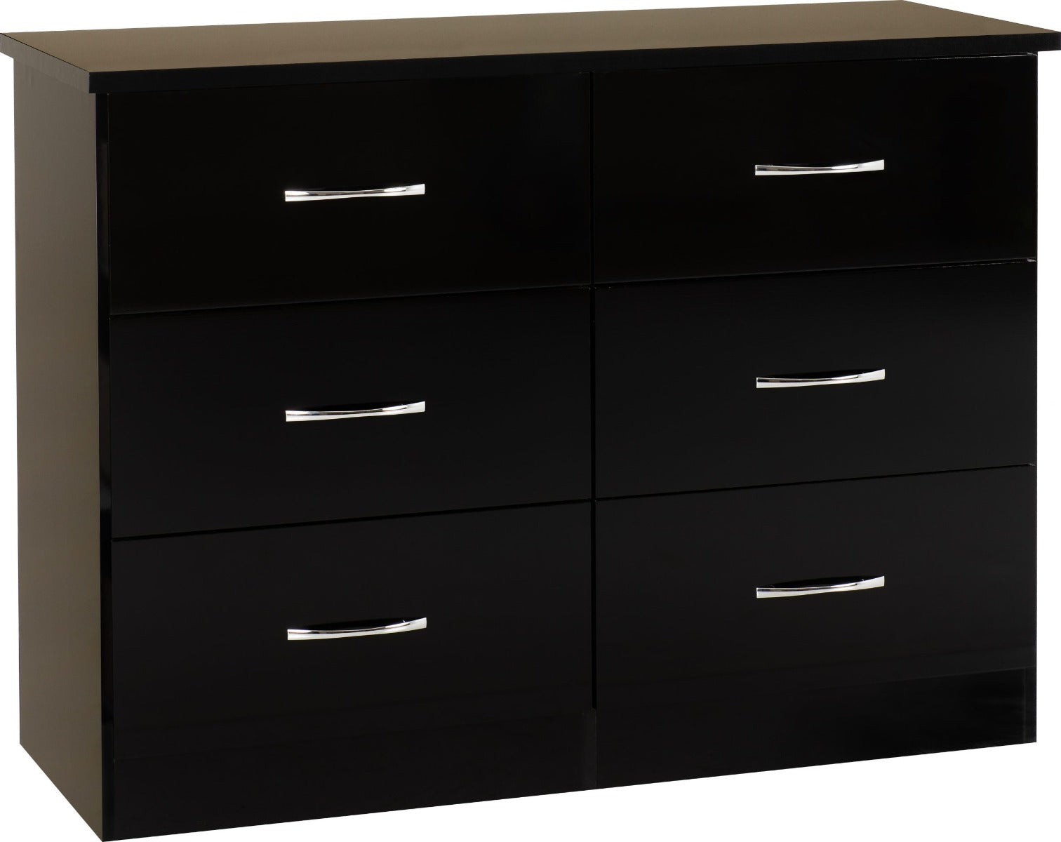 Nevada Black Gloss 6 Drawer Chest