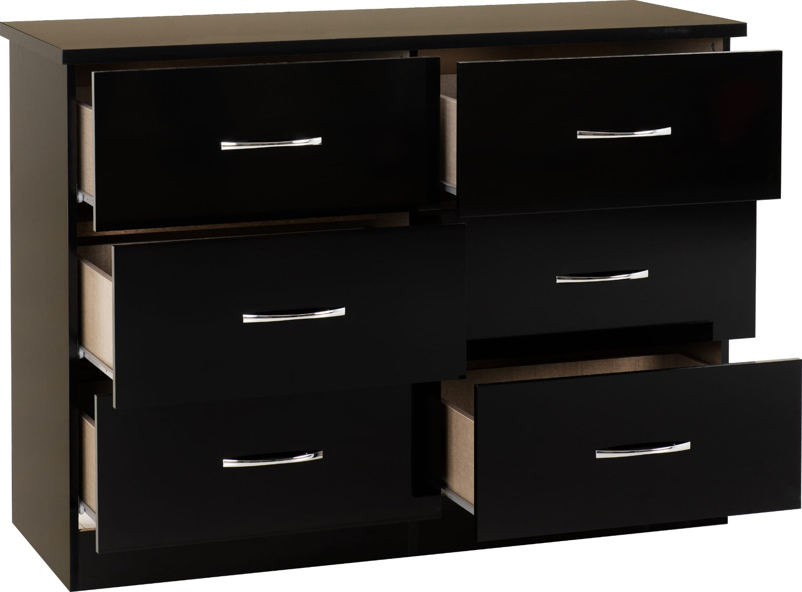 Nevada Black Gloss 6 Drawer Chest