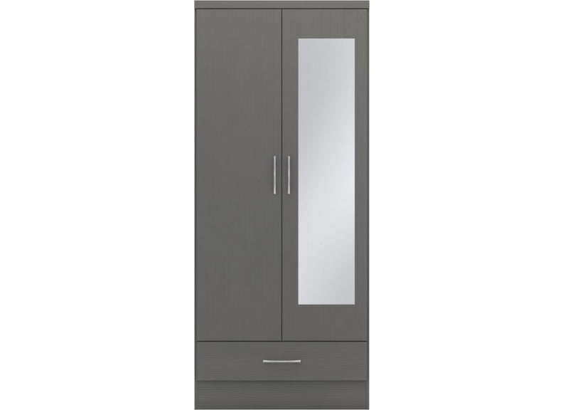 Nevada Full Grey Two Door Mirrored Robe