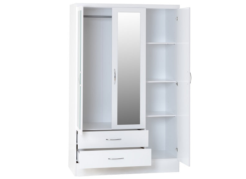 Nevada White 3 Dr 2 Drw Mirrored Robe Internal