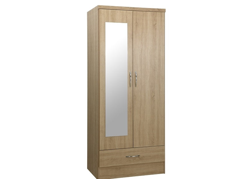 Nevada Sonoma Oak 2 Dr Mirrored Robe