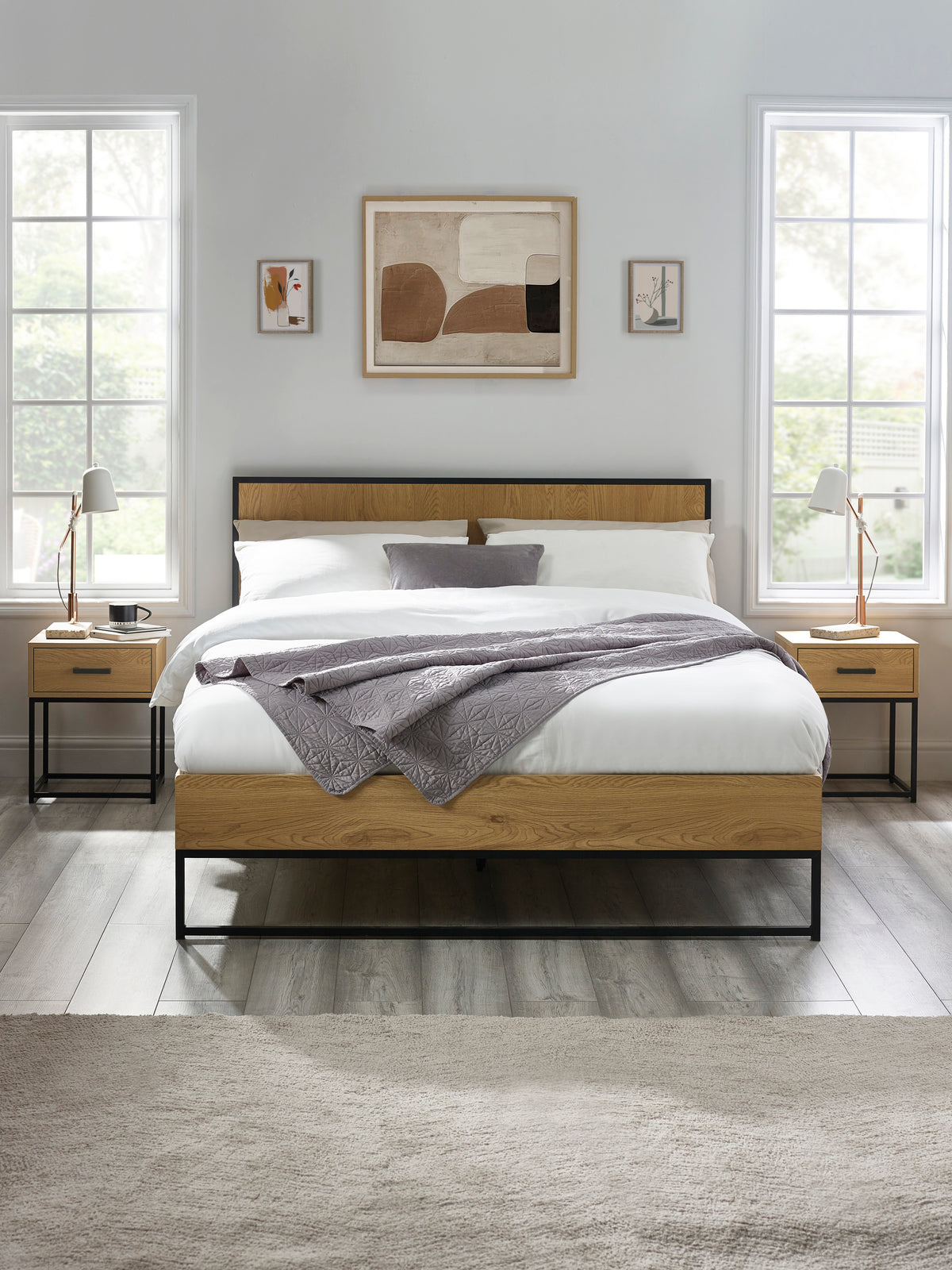 Harlow Oak/Black 150cm King Size Bed Frame (oos)