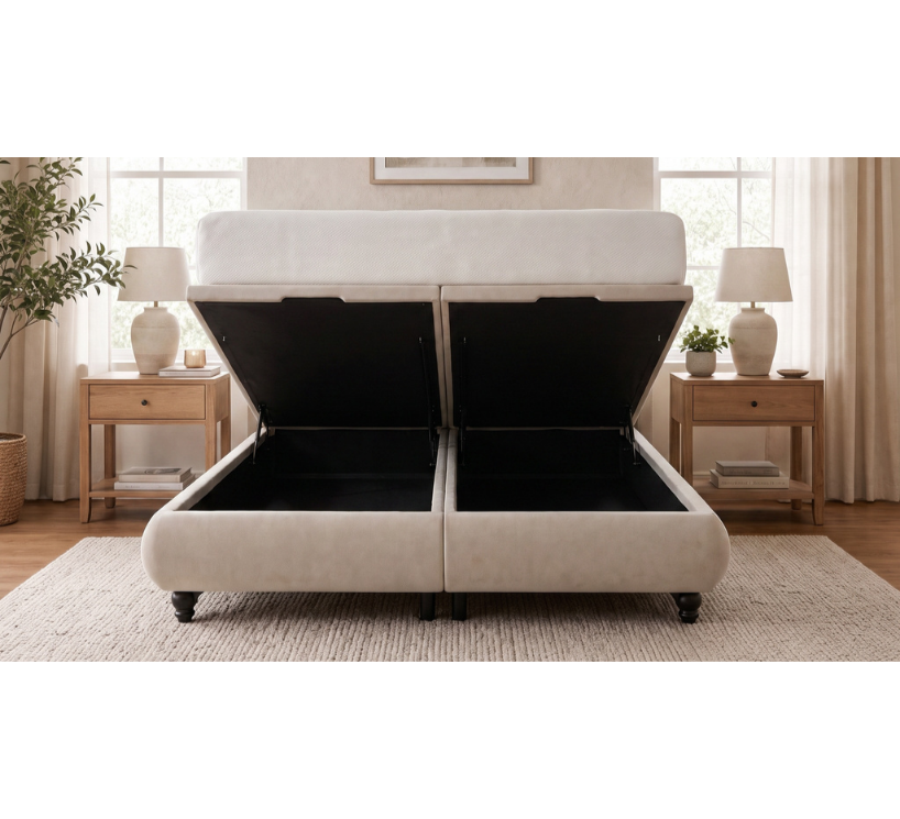Noah Gas Lift Storage Base – Beige Chenille Fabric