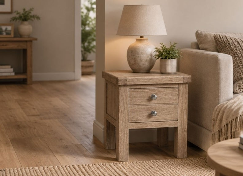 Normandy Lamp Table | Whitewashed Oak Occasional End Table