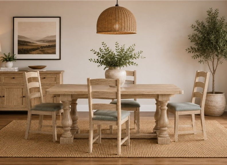Normandy Extending Trestle Dining Tables | Extending Oak Tables With A Whitewashed Finish