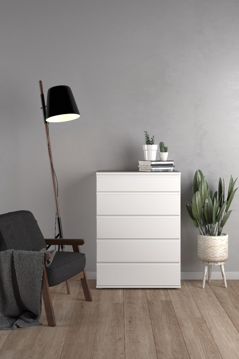 Nova 5 Drawer Wide Chest - White