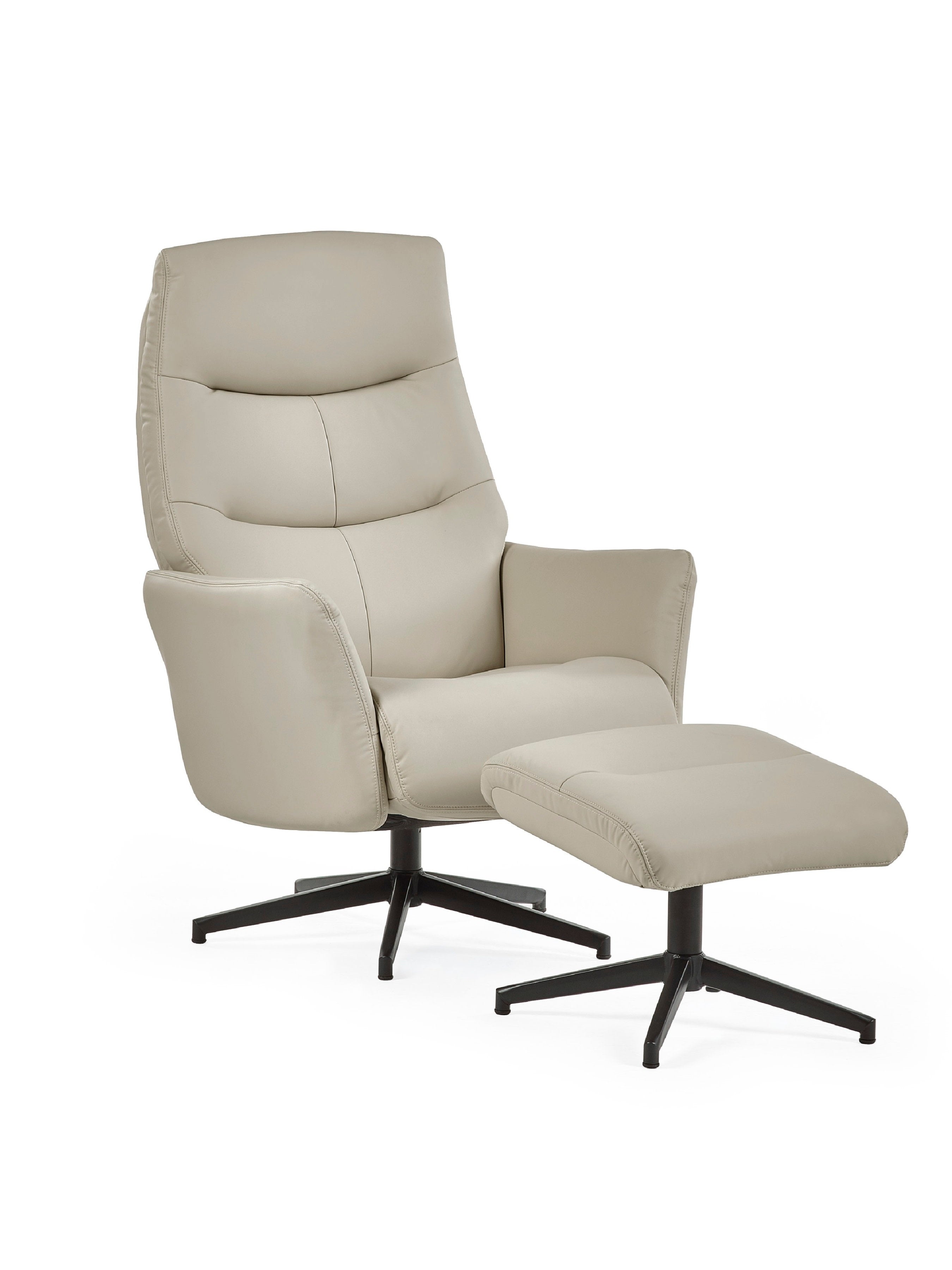 Priya Grey Faux PU Leather Recliner Chair and Stool