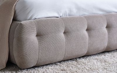 Odette Bed 150cm - Luxurious Light Taupe Upholstery