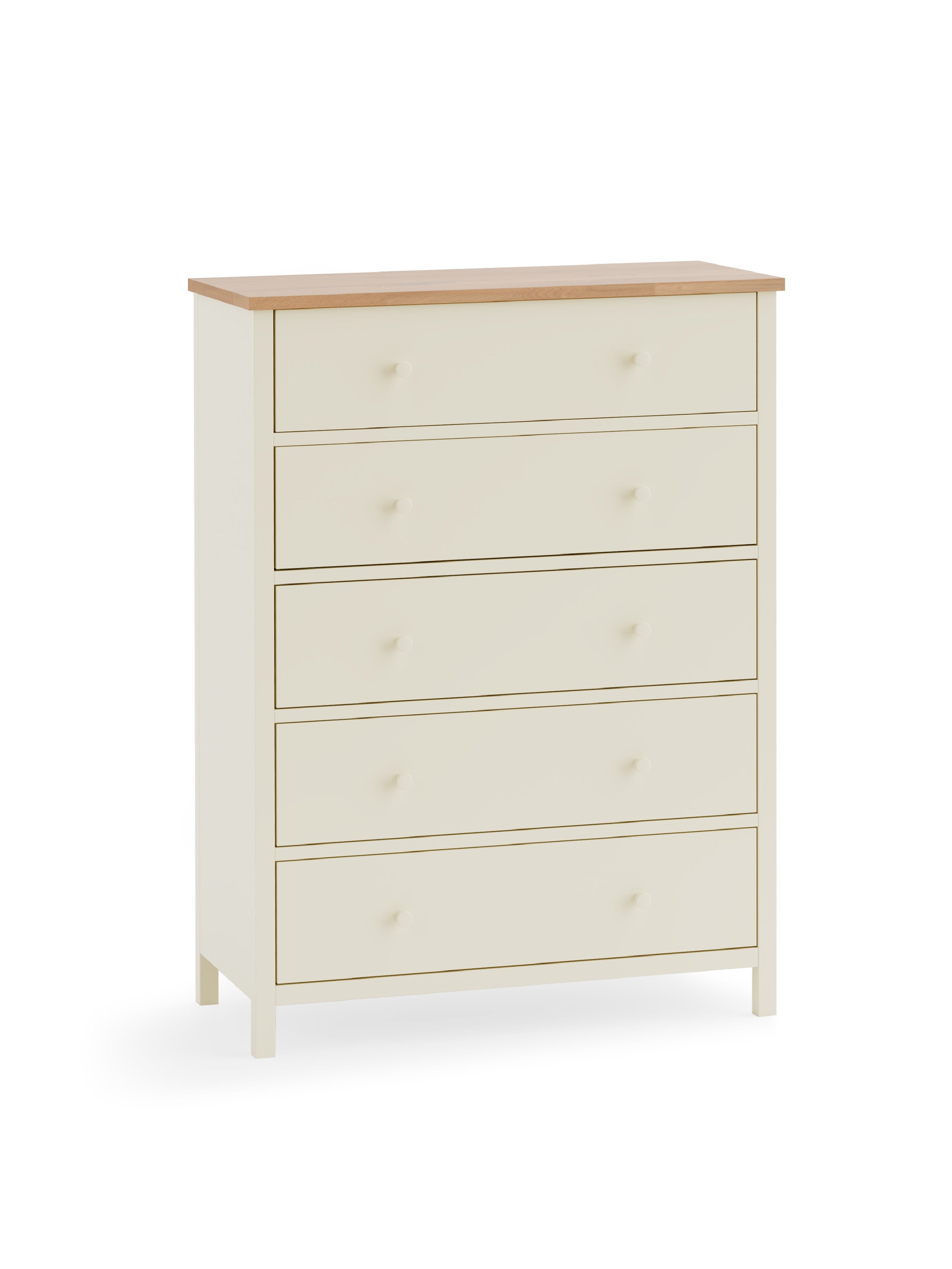Coxmoor 5 Drawer Wide Chest - Ivory and Oak