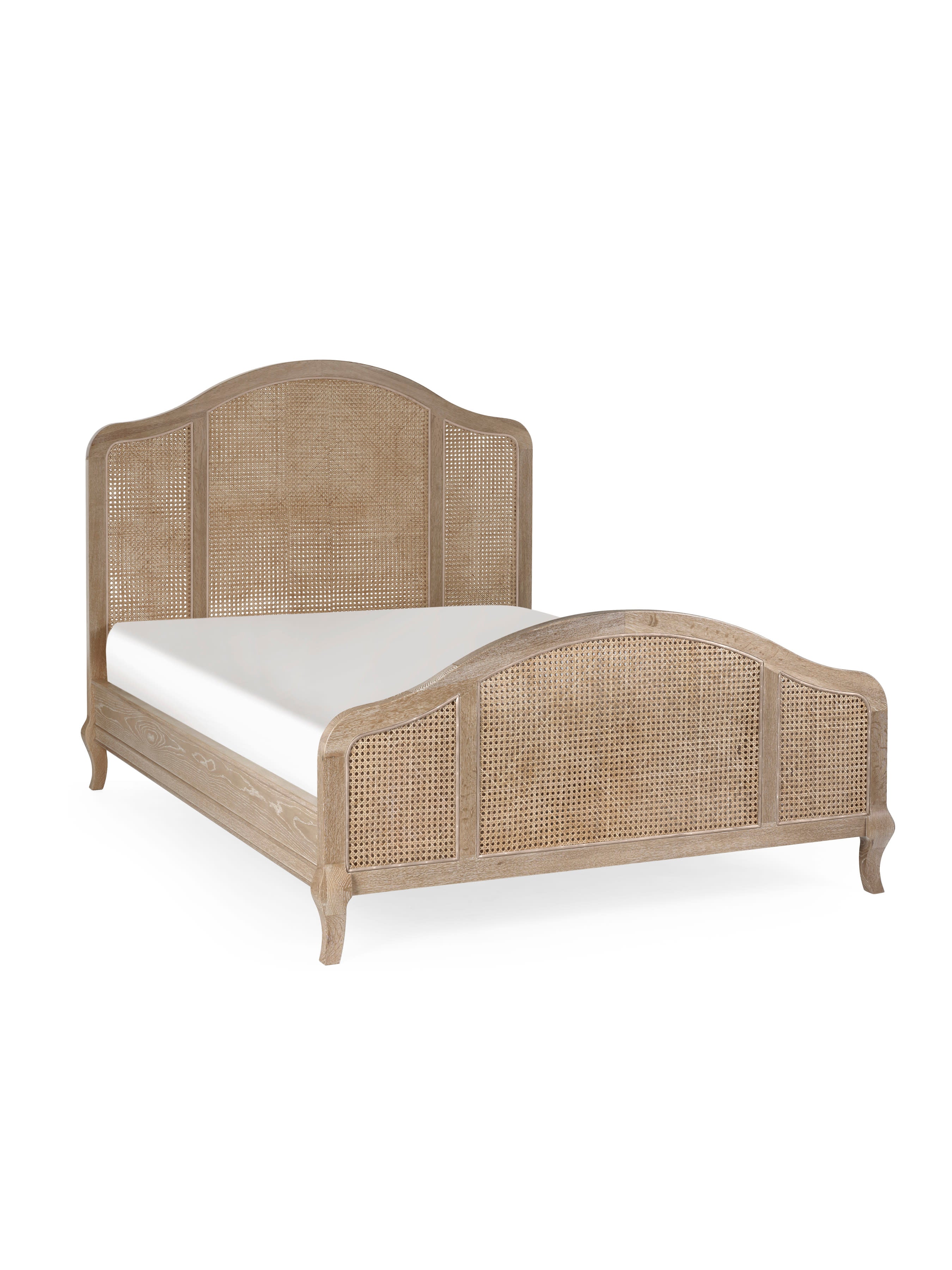 Fleur Rattan Bed 150Cm - Light Oak