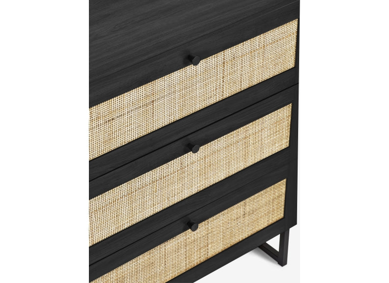 Padstow Black Three Drawer Chest